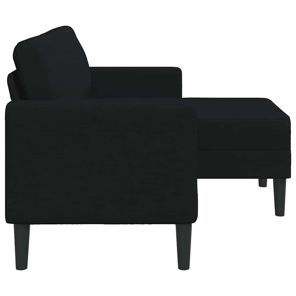 vidaXL Divano 2 Posti con Chaise Longue a L, Tessuto, Nero, 125 cm - immagine 4