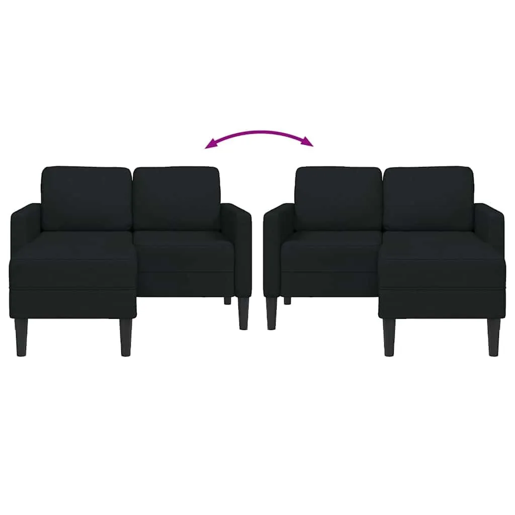 vidaXL Divano 2 Posti con Chaise Longue a L, Tessuto, Nero, 125 cm - immagine 6