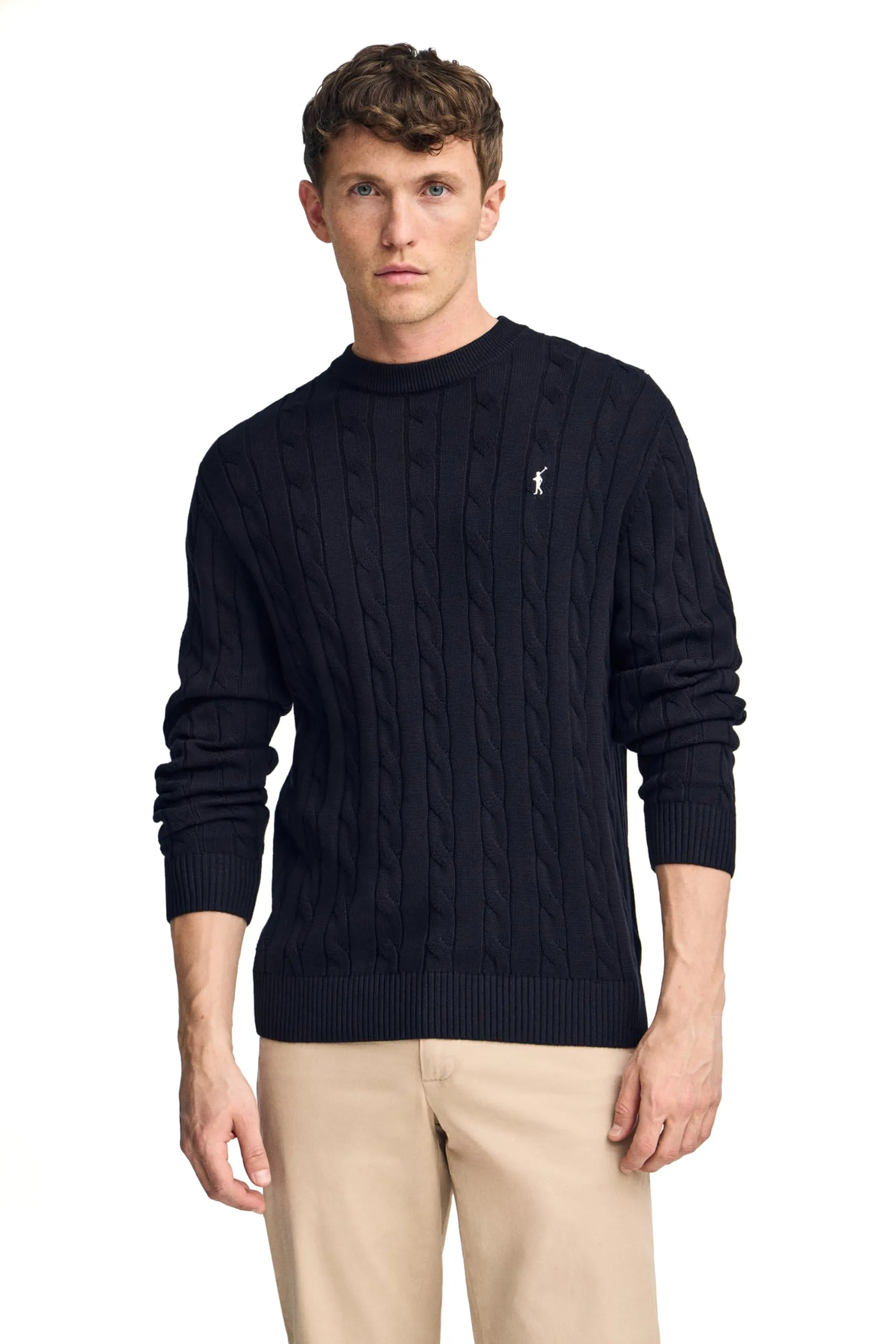 Polo Club Maglione in Filo Intrecciato Blu Marino con Ricamo Rigby Go Uomo - 100% Cotone - immagine 1
