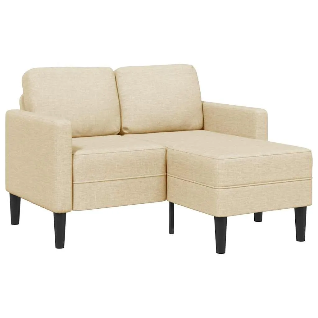 vidaXL Divano 2 Posti con Chaise Longue a L, Crema, 125 cm, Tessuto - immagine 1