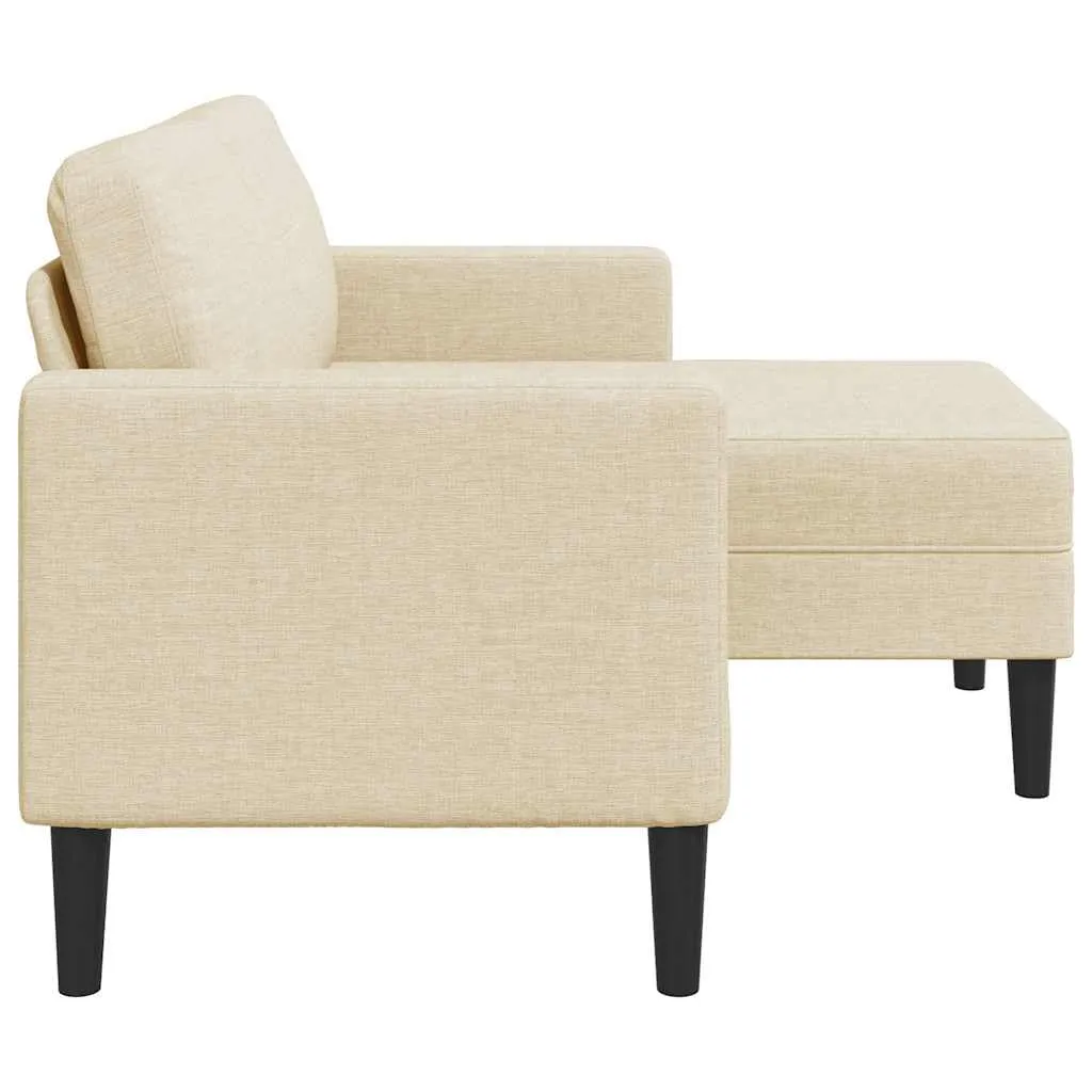 vidaXL Divano 2 Posti con Chaise Longue a L, Crema, 125 cm, Tessuto - immagine 4