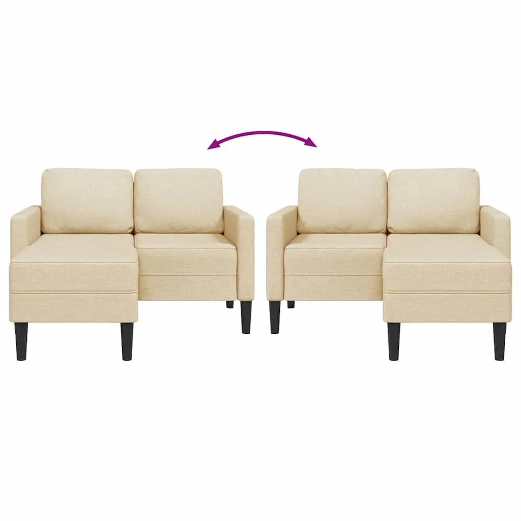 vidaXL Divano 2 Posti con Chaise Longue a L, Crema, 125 cm, Tessuto - immagine 6