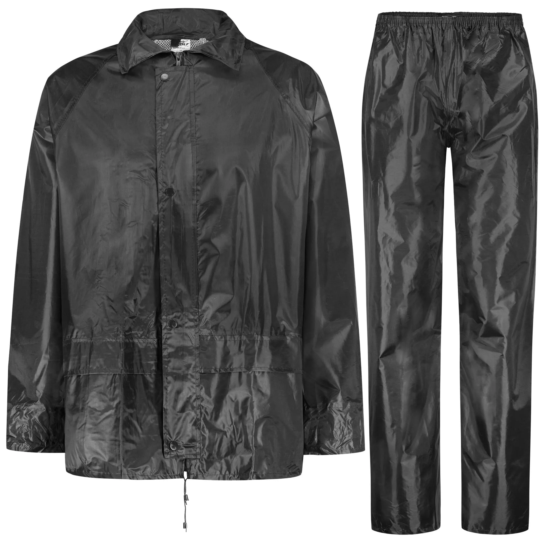 BWOLF Himalaya Tuta Antipioggia da Uomo, Giacca con Cappuccio e Pantaloni, Nero, M - immagine 1