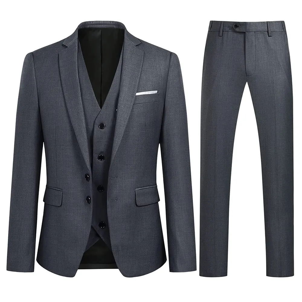 YOUTHUP Abito Uomo 3 Pezzi Slim Fit Blazer Gilet Pantaloni - immagine 1