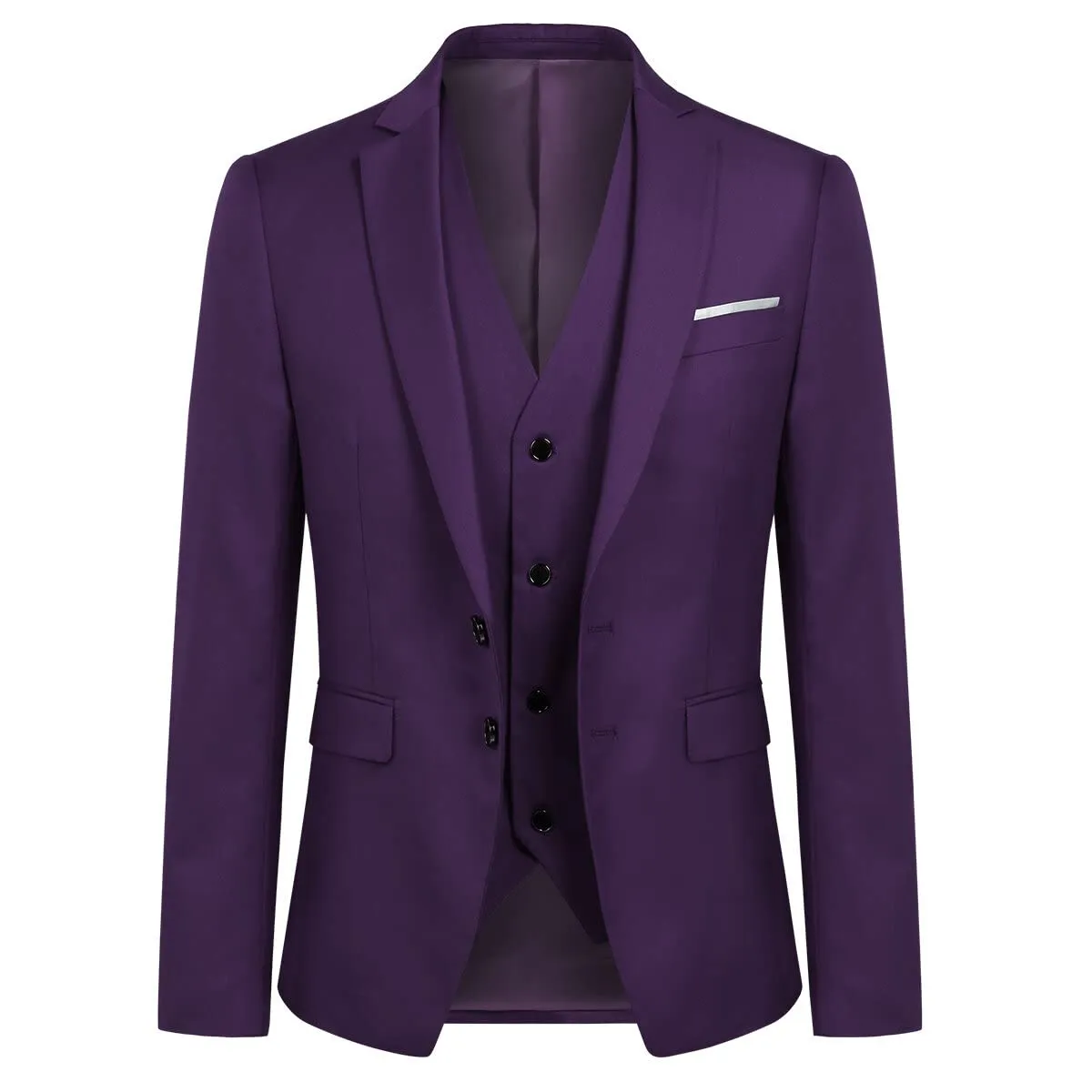 YOUTHUP Abito Uomo 3 Pezzi Slim Fit Blazer Gilet Pantaloni - immagine 2