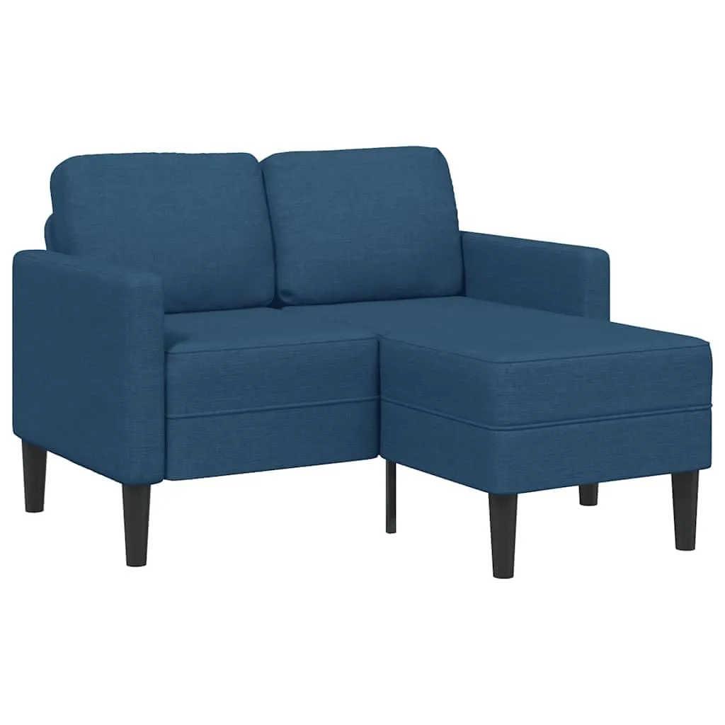vidaXL Divano 2 Posti con Chaise Longue a L, Blu, 125 cm, Tessuto - immagine 1