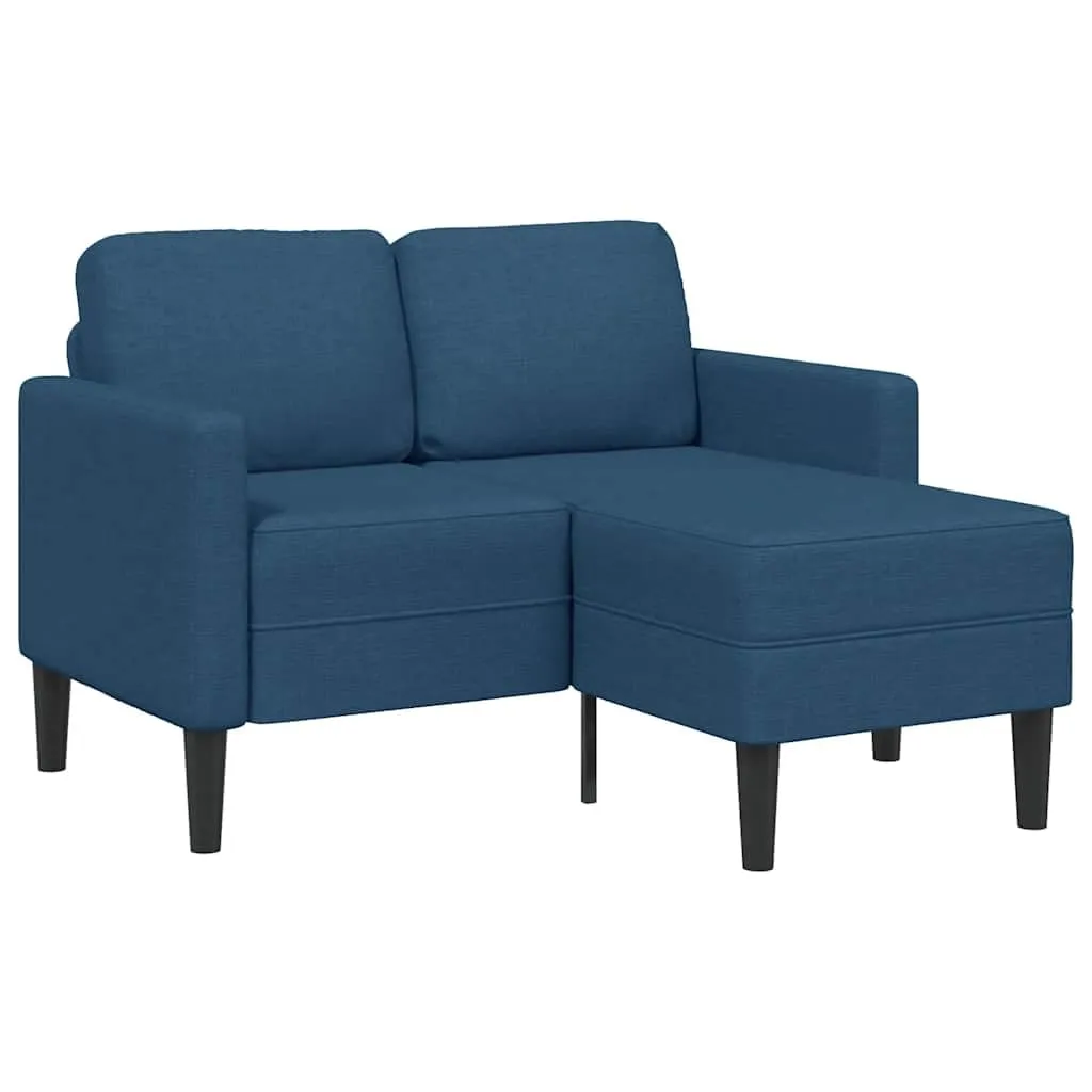 vidaXL Divano 2 Posti con Chaise Longue a L, Blu, 125 cm, Tessuto - immagine 2