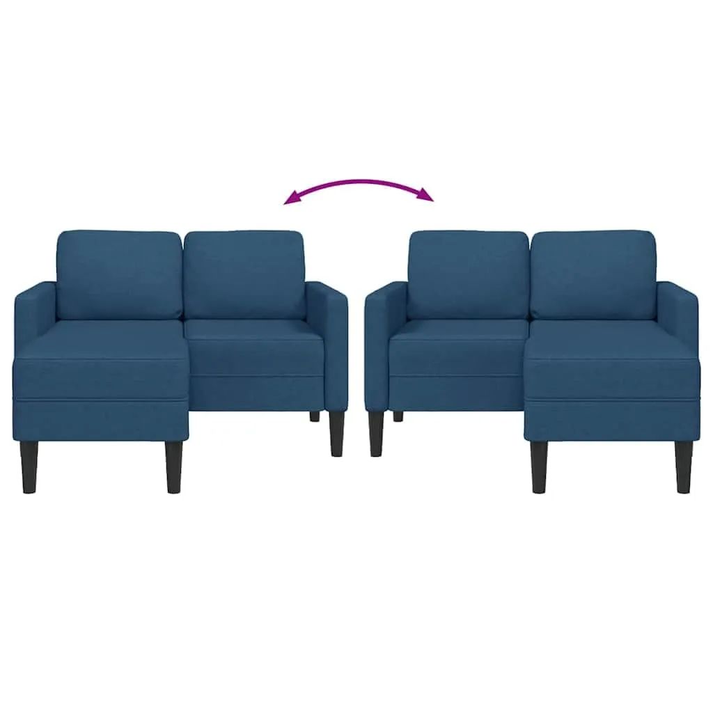 vidaXL Divano 2 Posti con Chaise Longue a L, Blu, 125 cm, Tessuto - immagine 4