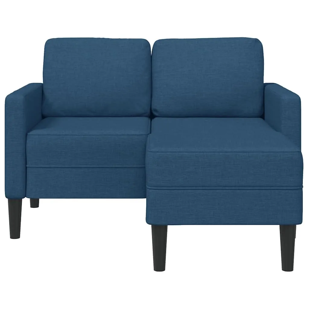 vidaXL Divano 2 Posti con Chaise Longue a L, Blu, 125 cm, Tessuto - immagine 6
