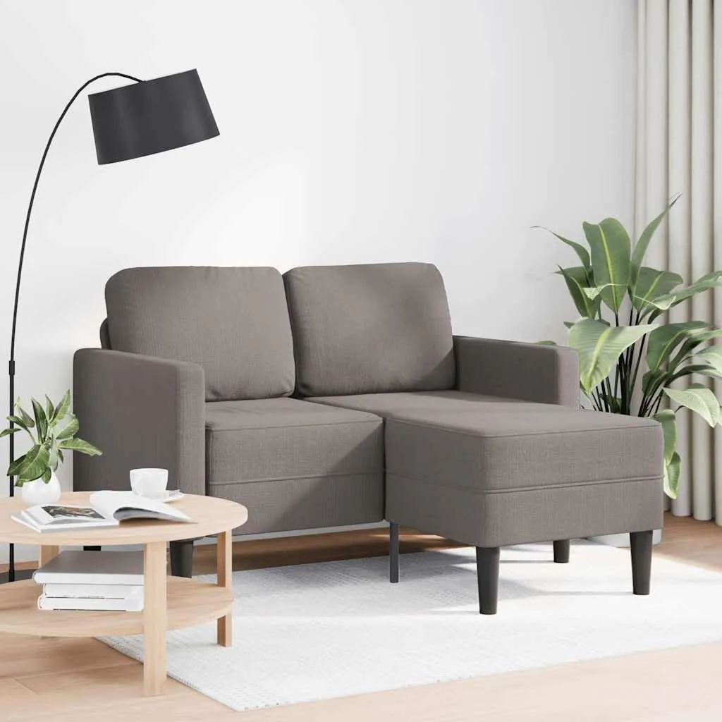 vidaXL Divano 2 Posti con Chaise Longue a L, Tortora, 125 cm, Tessuto - immagine 2