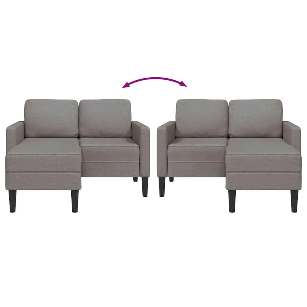 vidaXL Divano 2 Posti con Chaise Longue a L, Tortora, 125 cm, Tessuto - immagine 6