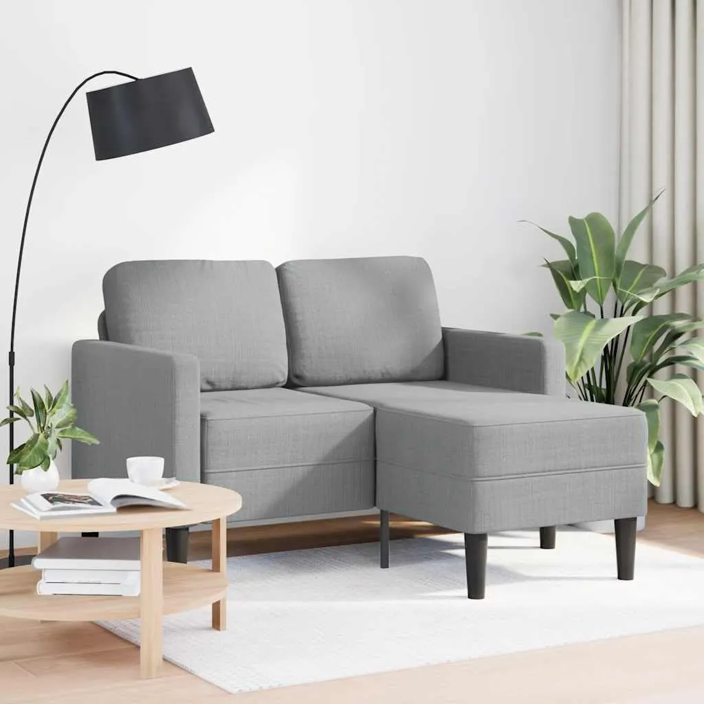 vidaXL Divano 2 Posti con Chaise Longue a L, Grigio Chiaro, 125 cm, Tessuto - immagine 2