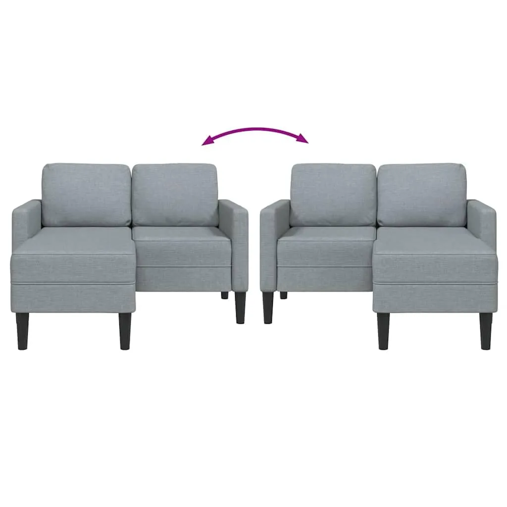 vidaXL Divano 2 Posti con Chaise Longue a L, Grigio Chiaro, 125 cm, Tessuto - immagine 6