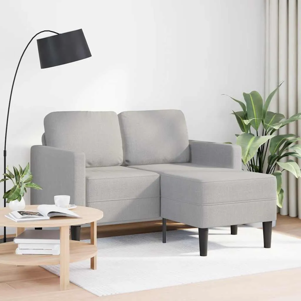 vidaXL Divano 2 Posti con Chaise Longue a L, Grigio Nuvola, 125 cm, Tessuto - immagine 2
