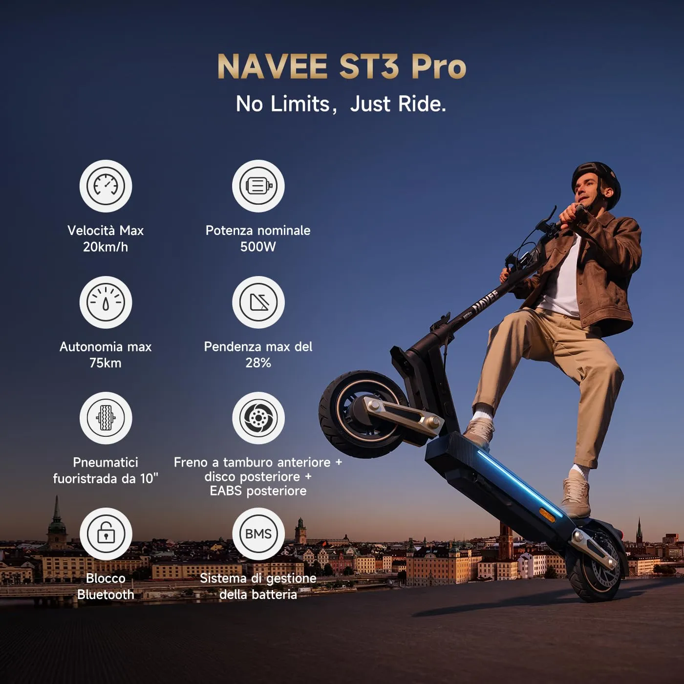 NAVEE ST3 Pro Monopattino Elettrico Adulto, Autonomia 75km, Pendenza 28% - immagine 2
