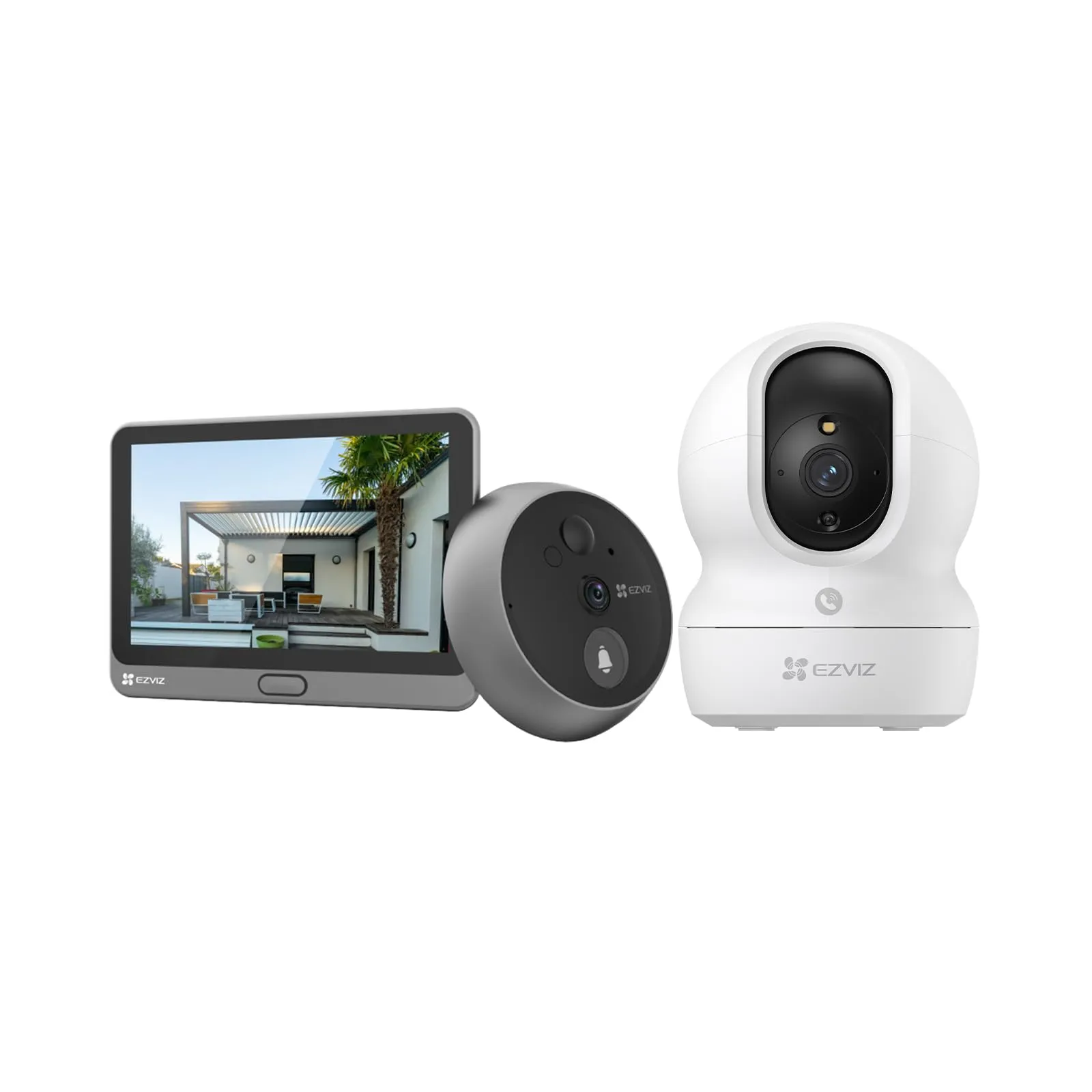 EZVIZ CP4 Spioncino Digitale con Schermo Touch 4,3" e CP1 Telecamera di Sorveglianza WiFi Interna 4MP, Bundle 2 Pezzi - immagine 1