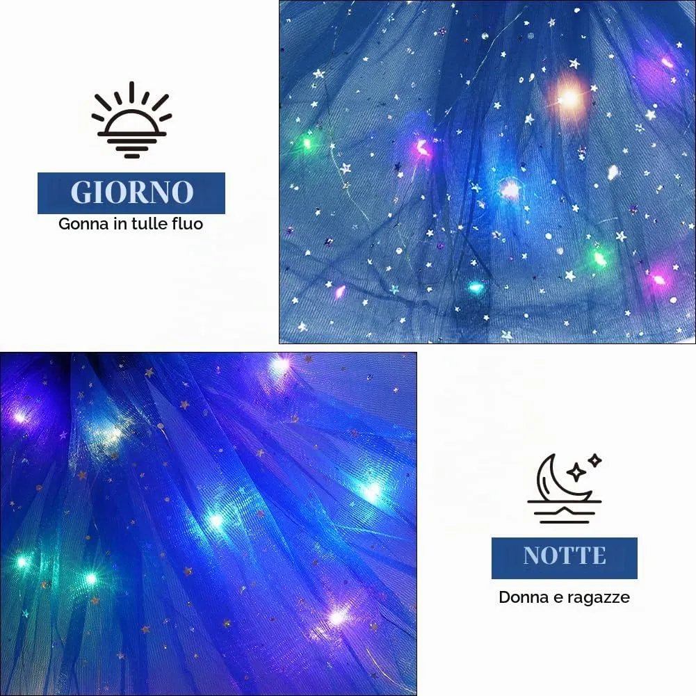 AYBUY Gonna Tutù a 3 Strati con Luci LED, Blu Reale - immagine 6