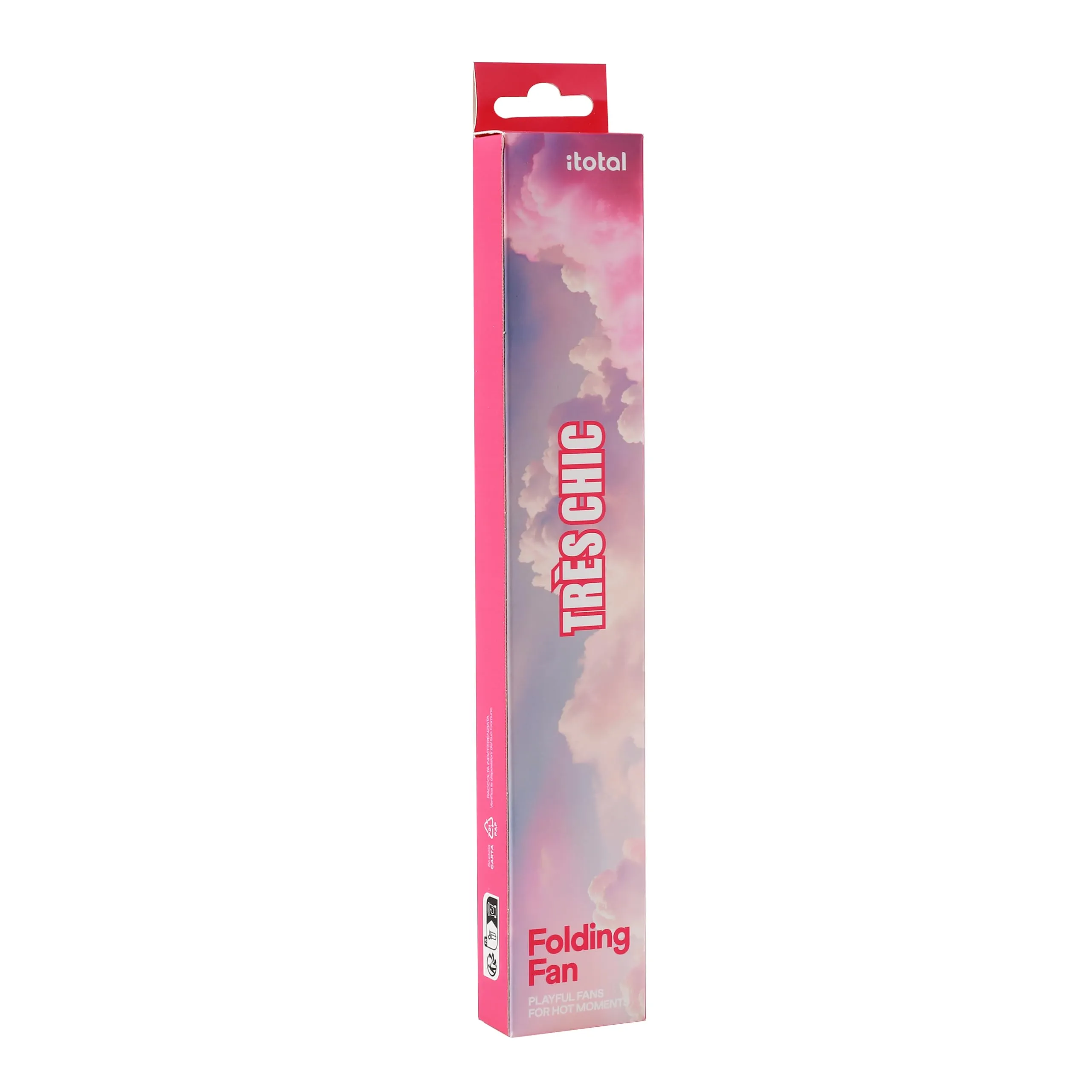 I-TOTAL Ventaglio a Mano in Legno e Tessuto, 42 x 23 cm, Tres Chic - immagine 2