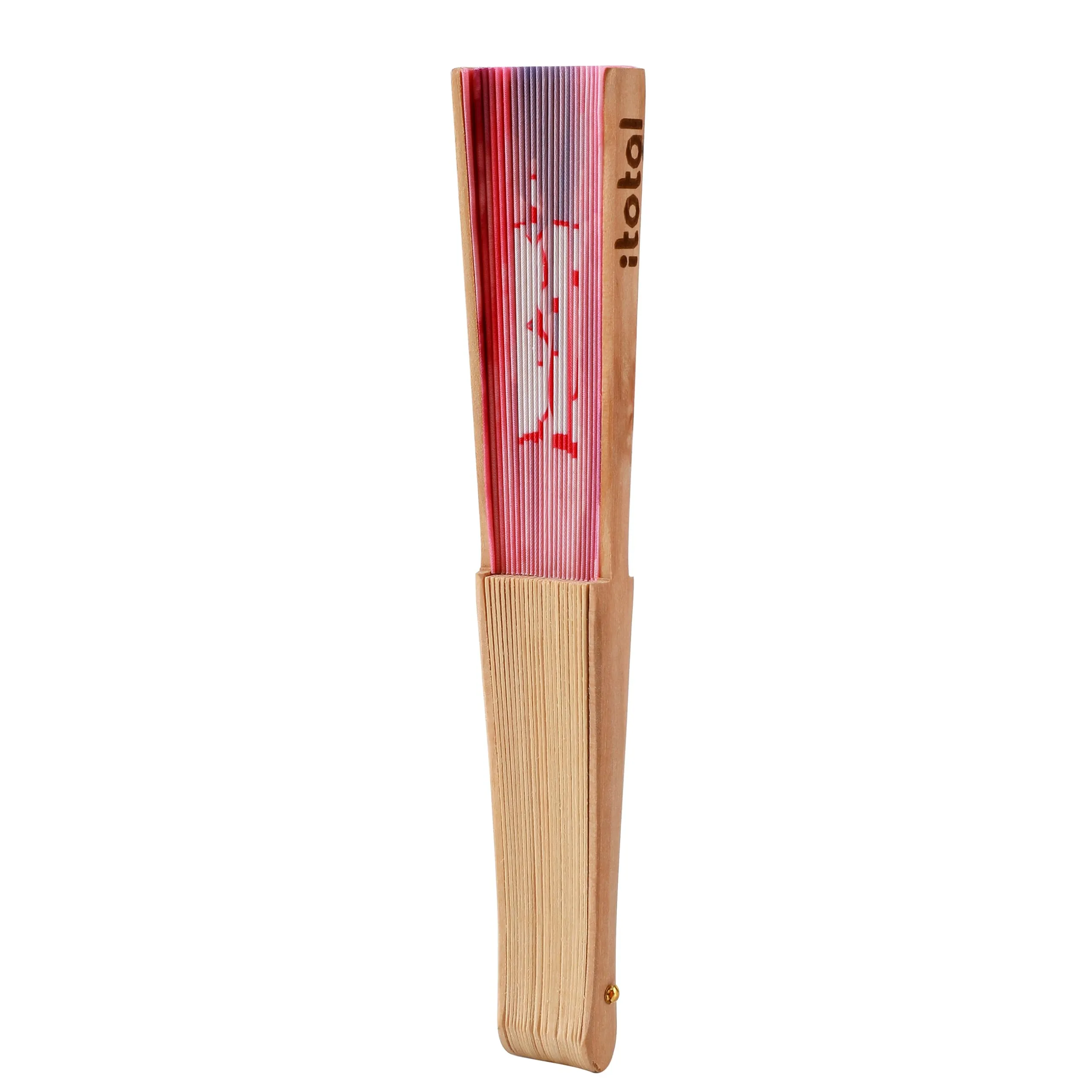I-TOTAL Ventaglio a Mano in Legno e Tessuto, 42 x 23 cm, Tres Chic - immagine 3