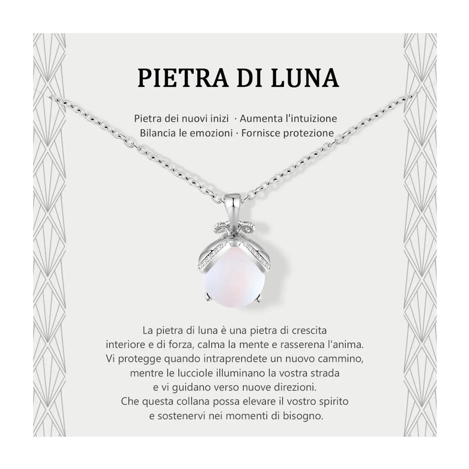 Lueaurra Collana in Pietra di Luna Argento - immagine 1