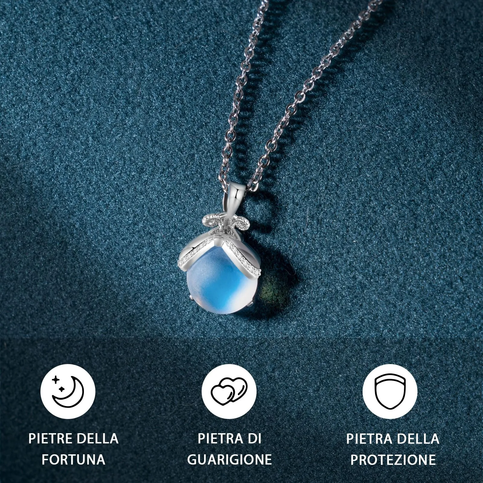 Lueaurra Collana in Pietra di Luna Argento - immagine 2