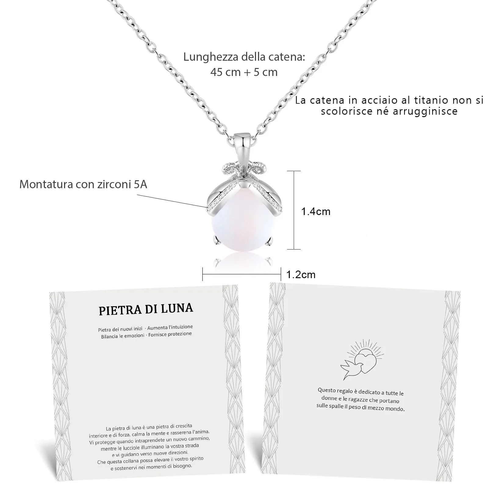 Lueaurra Collana in Pietra di Luna Argento - immagine 5