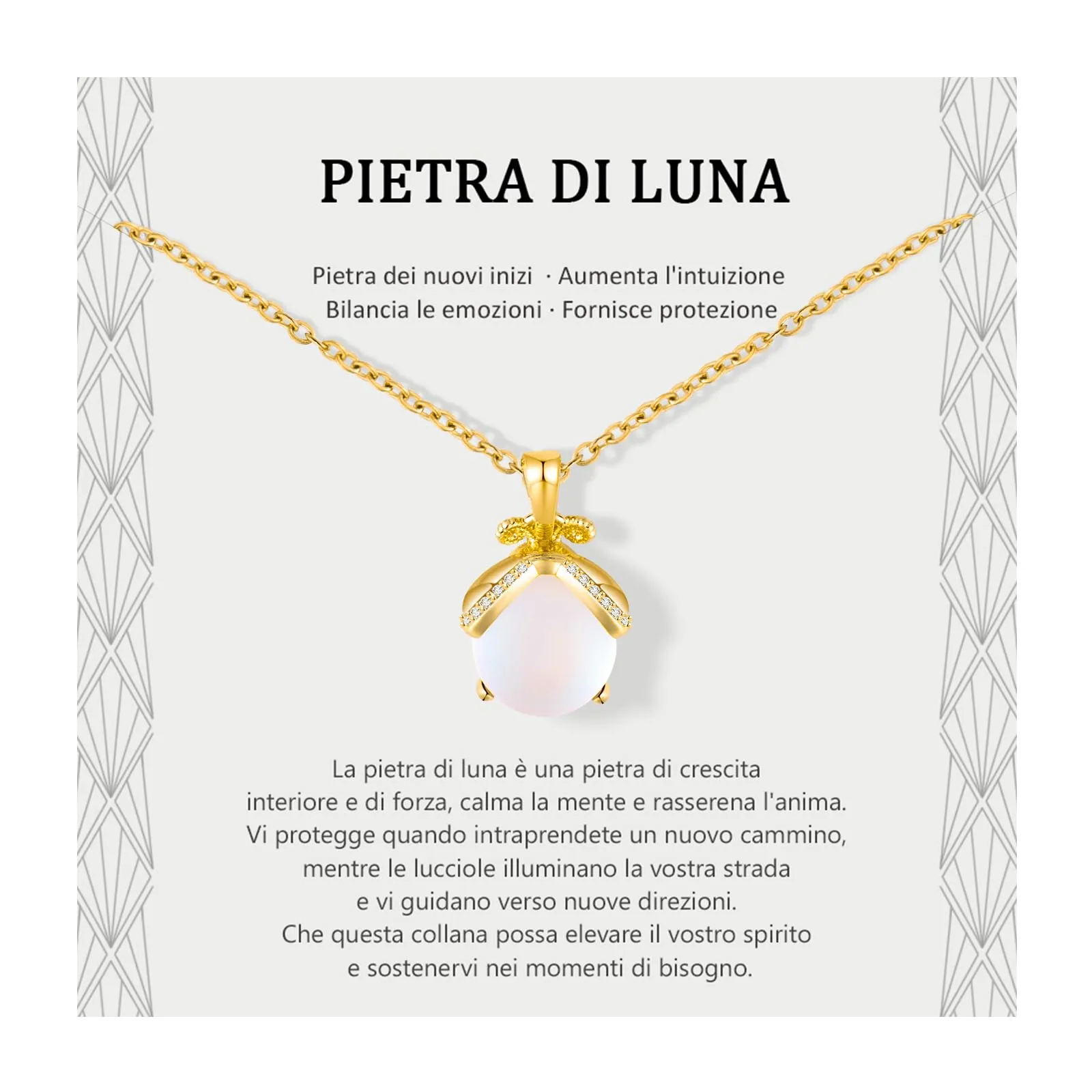 Lueaurra Collana Pietra di Luna Lucciola per Donna - immagine 1