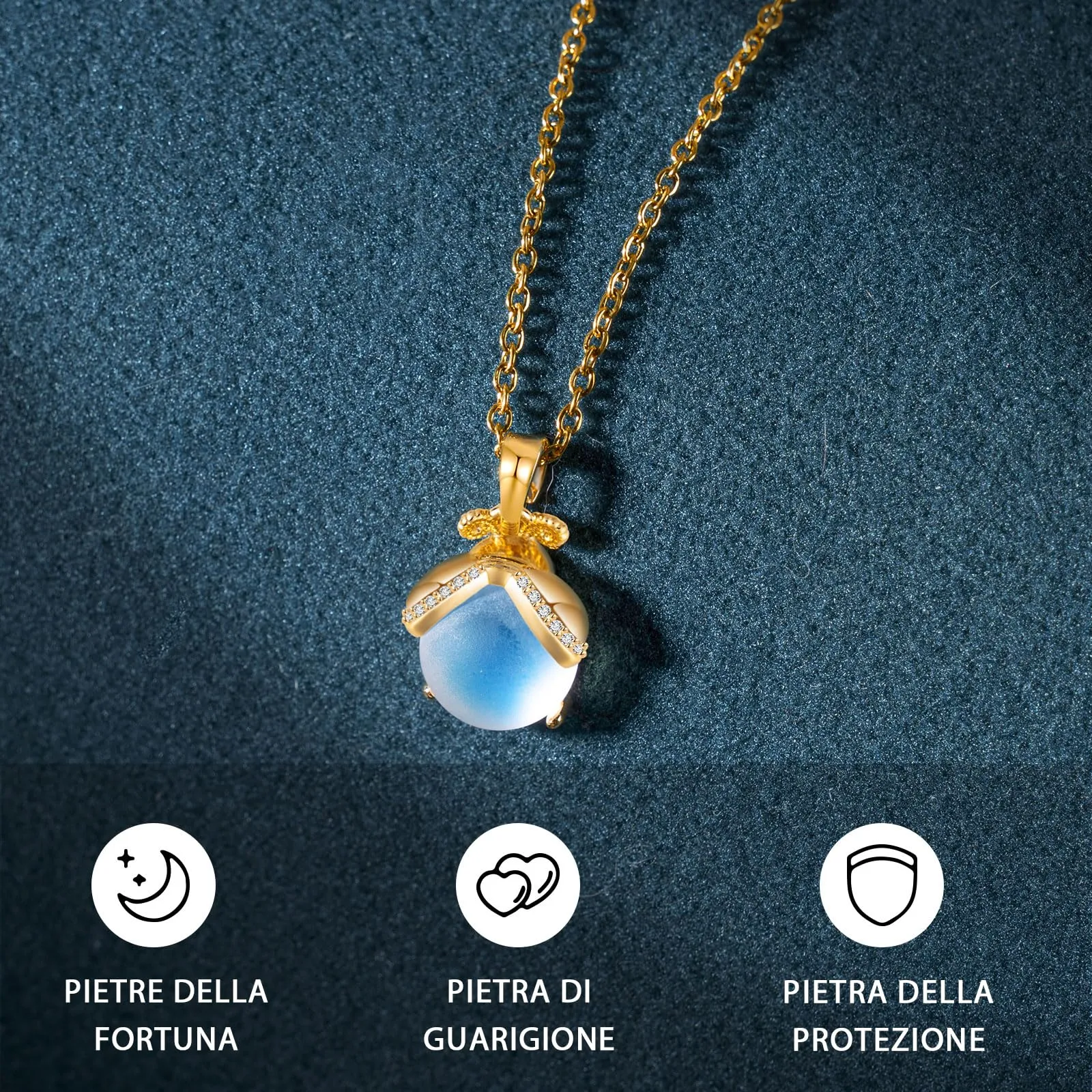Lueaurra Collana Pietra di Luna Lucciola per Donna - immagine 2