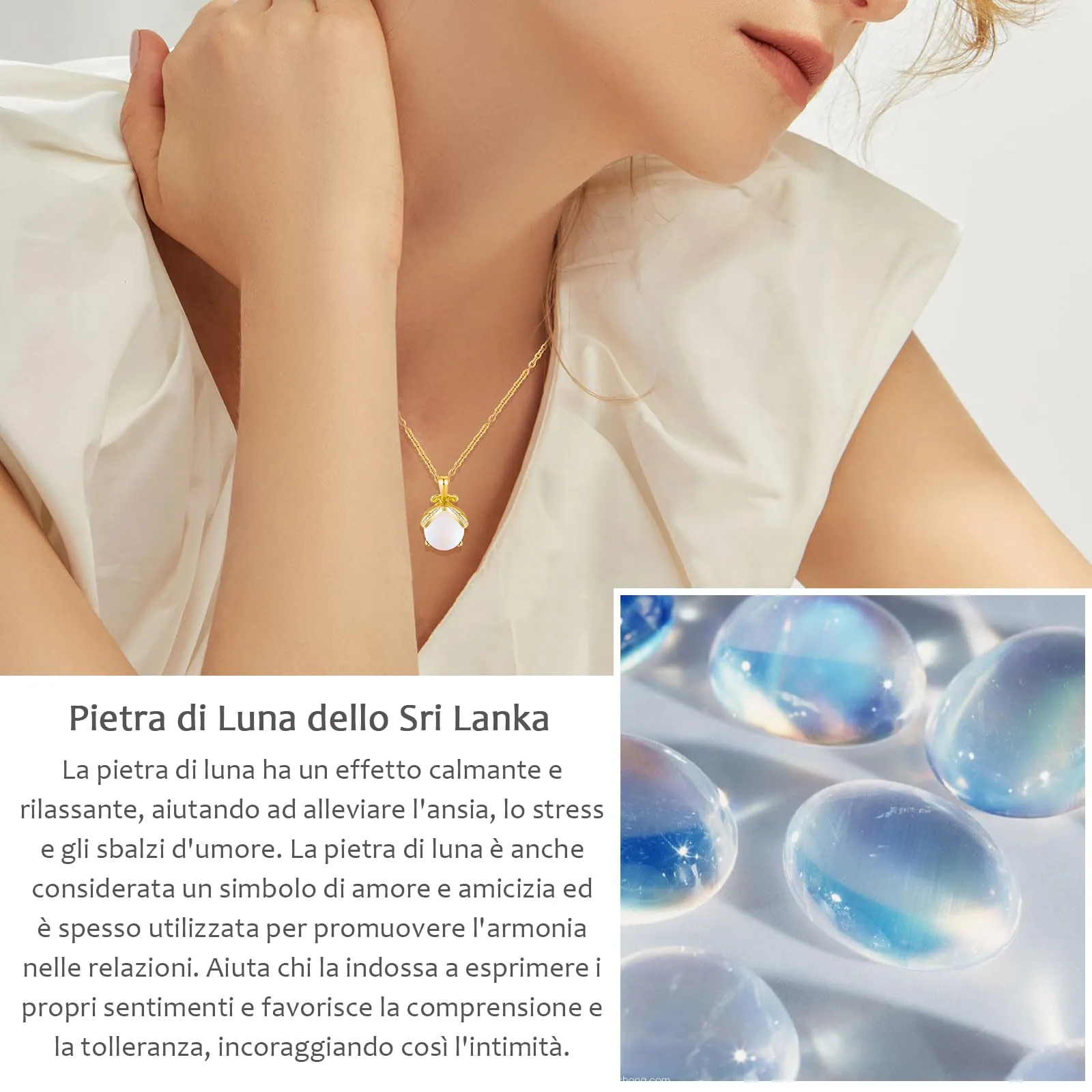 Lueaurra Collana Pietra di Luna Lucciola per Donna - immagine 5