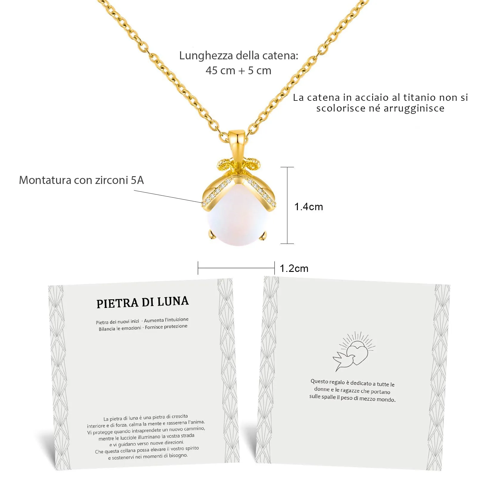 Lueaurra Collana Pietra di Luna Lucciola per Donna - immagine 6
