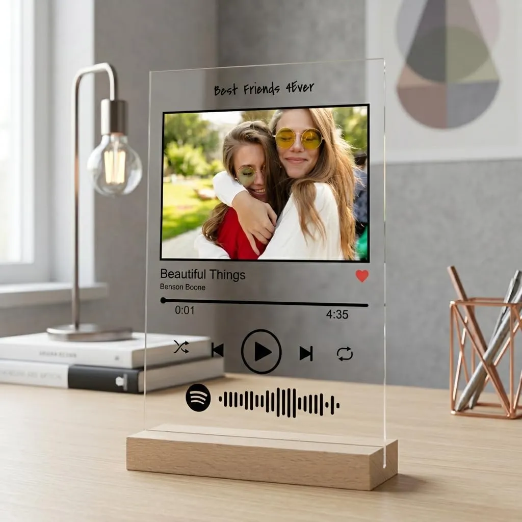 Woopers Targa Spotify Glass Personalizzata con Foto e Codice Canzone, 15x20 cm - immagine 2