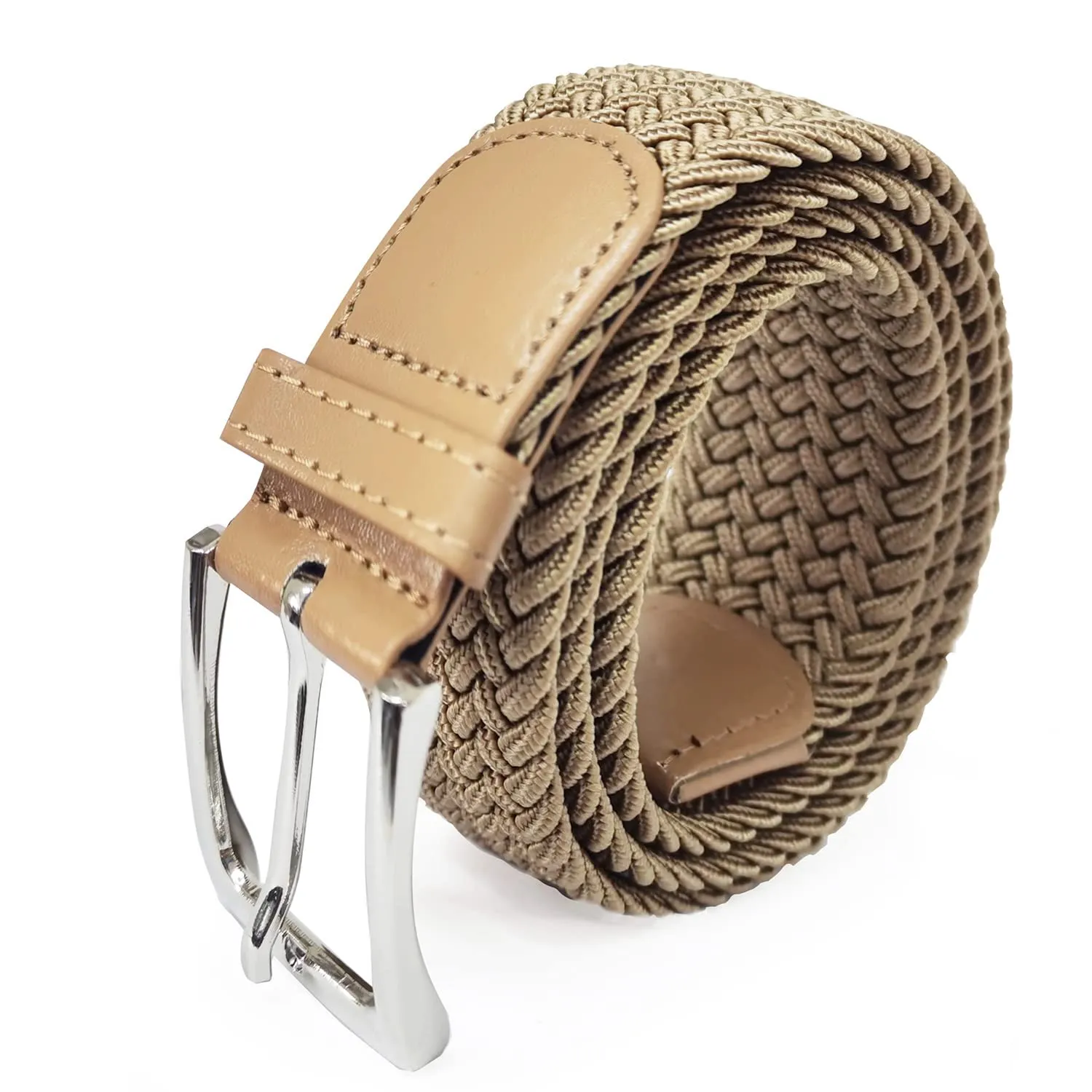 GLAMEXX24 Cintura Elastica Intrecciata Unisex Regolabile in Tessuto, Marrone Chiaro, 115cm - immagine 1