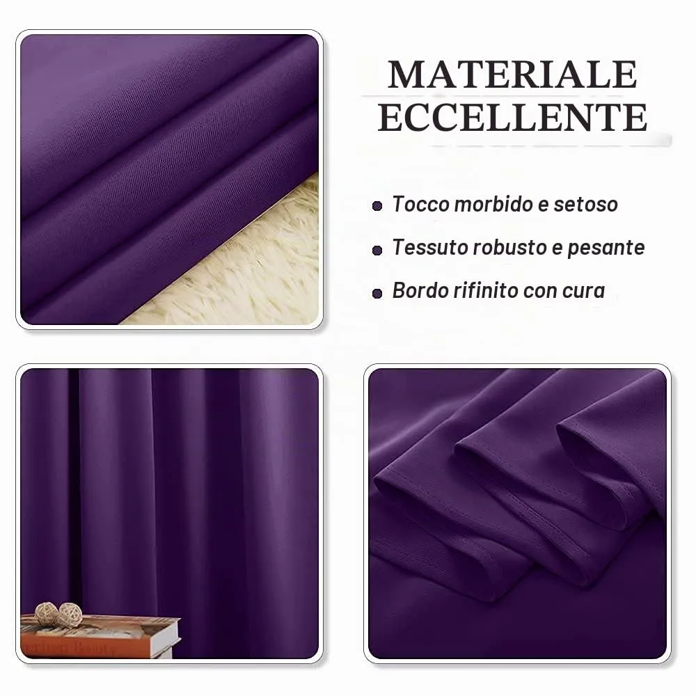 PONY DANCE Tenda Oscurante Termica per Porta con Anelli, 132 x 210 cm, Viola - immagine 7
