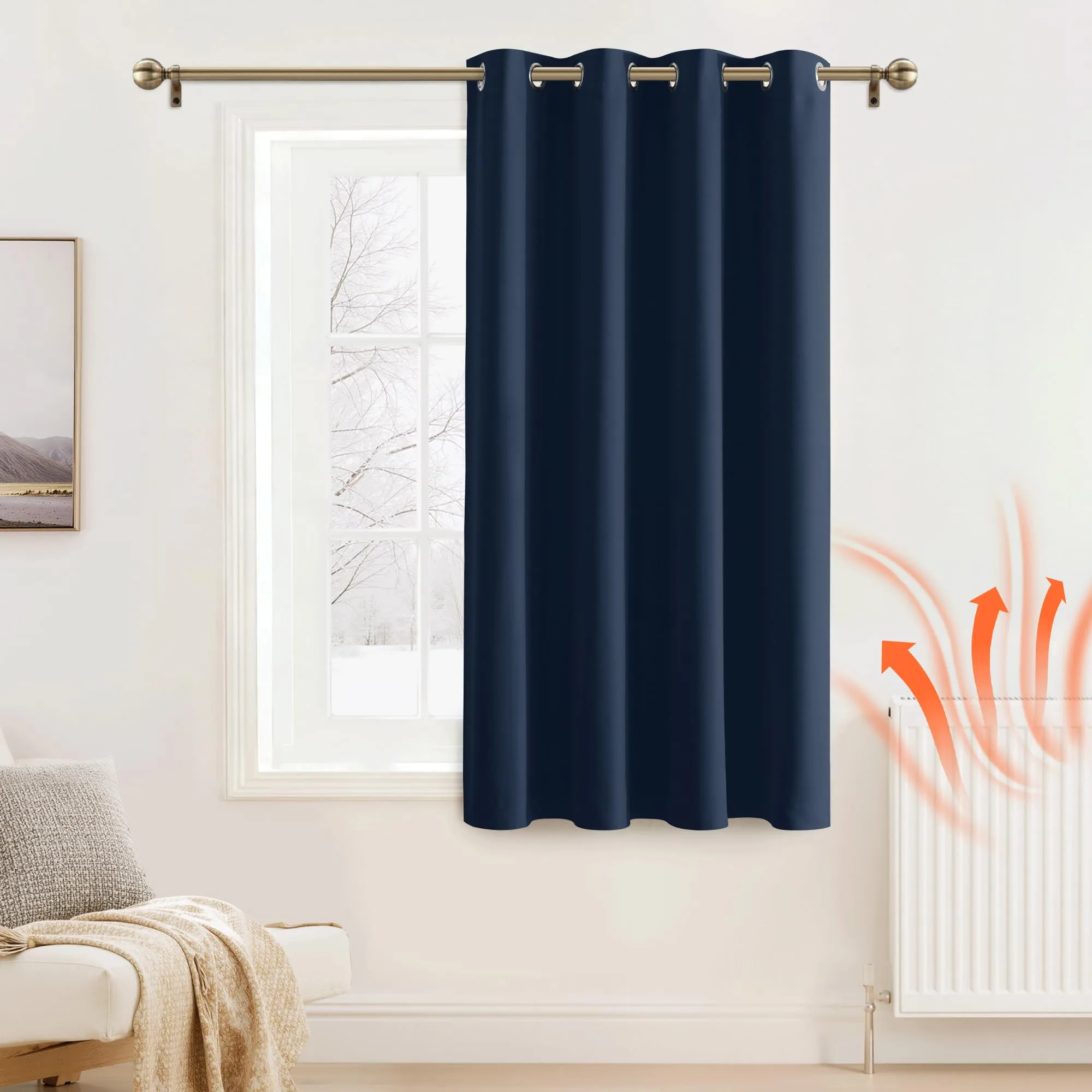 PONY DANCE Tenda Oscurante per Bambini, 132 x 137 cm, Termica con Anelli, Blu Scuro - immagine 2