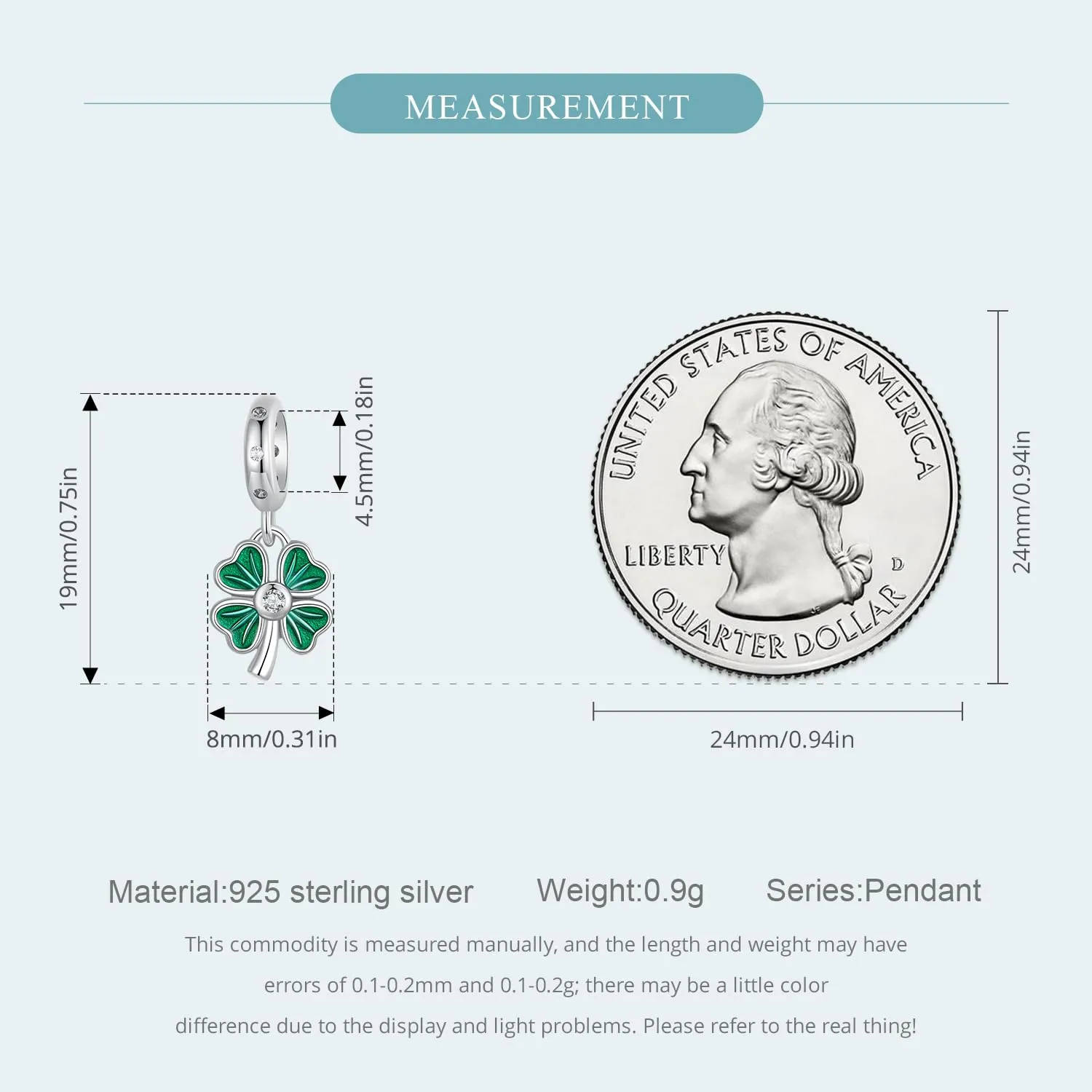 NINGAN 925 Argento Sterling Trifoglio Verde e Coccinella Pendente Perla Zircone Charm per Braccialetto e Collana - immagine 7