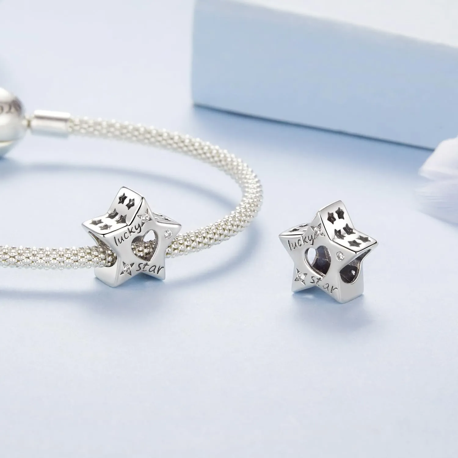 NINGAN 925 Argento Sterlina Pendente Trifoglio Verde e Coccinella con Perla e Zirconio 5A per Braccialetto e Collana - immagine 2