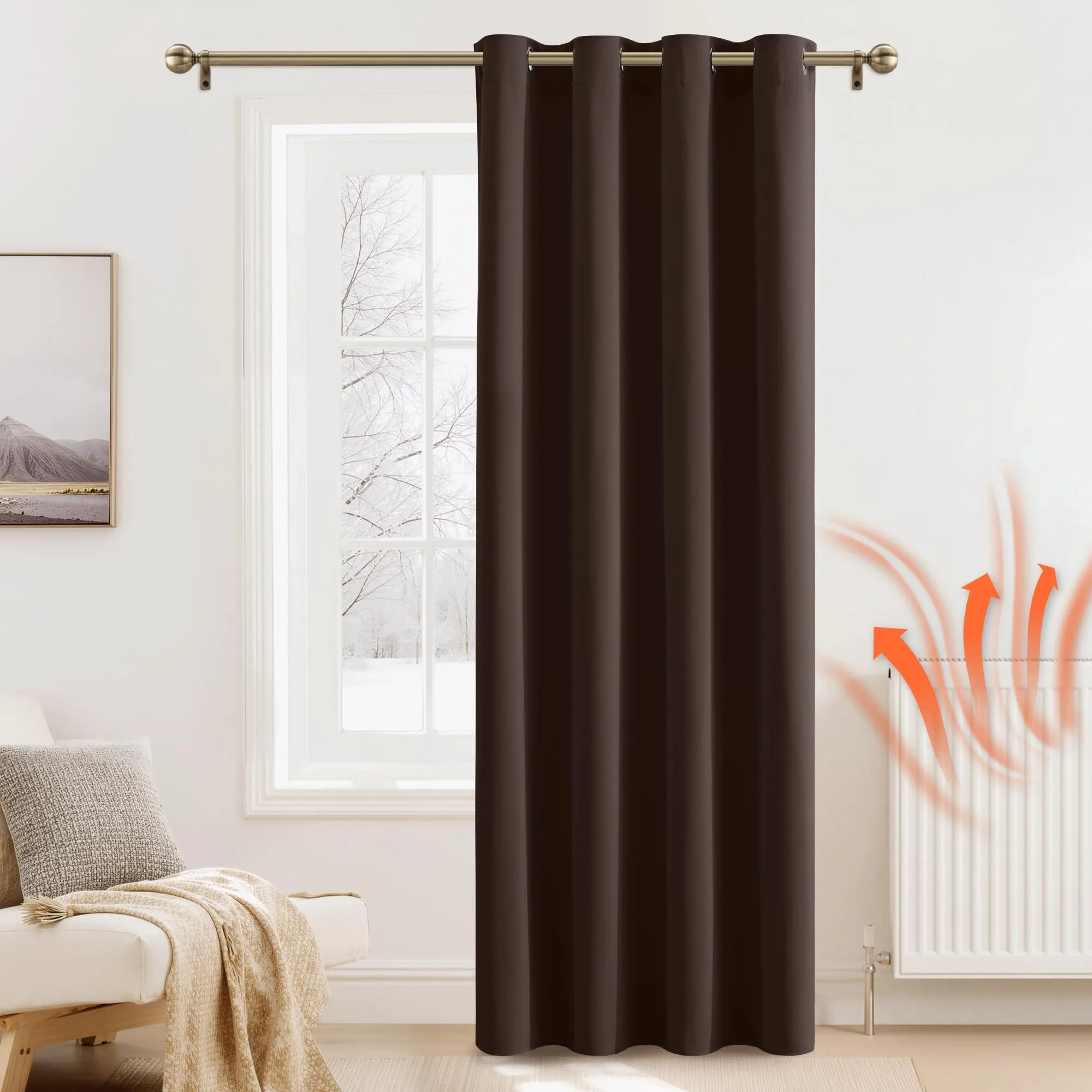 PONY DANCE Tenda Oscurante Termica da Interno, 132 x 210 cm, Marrone - immagine 2