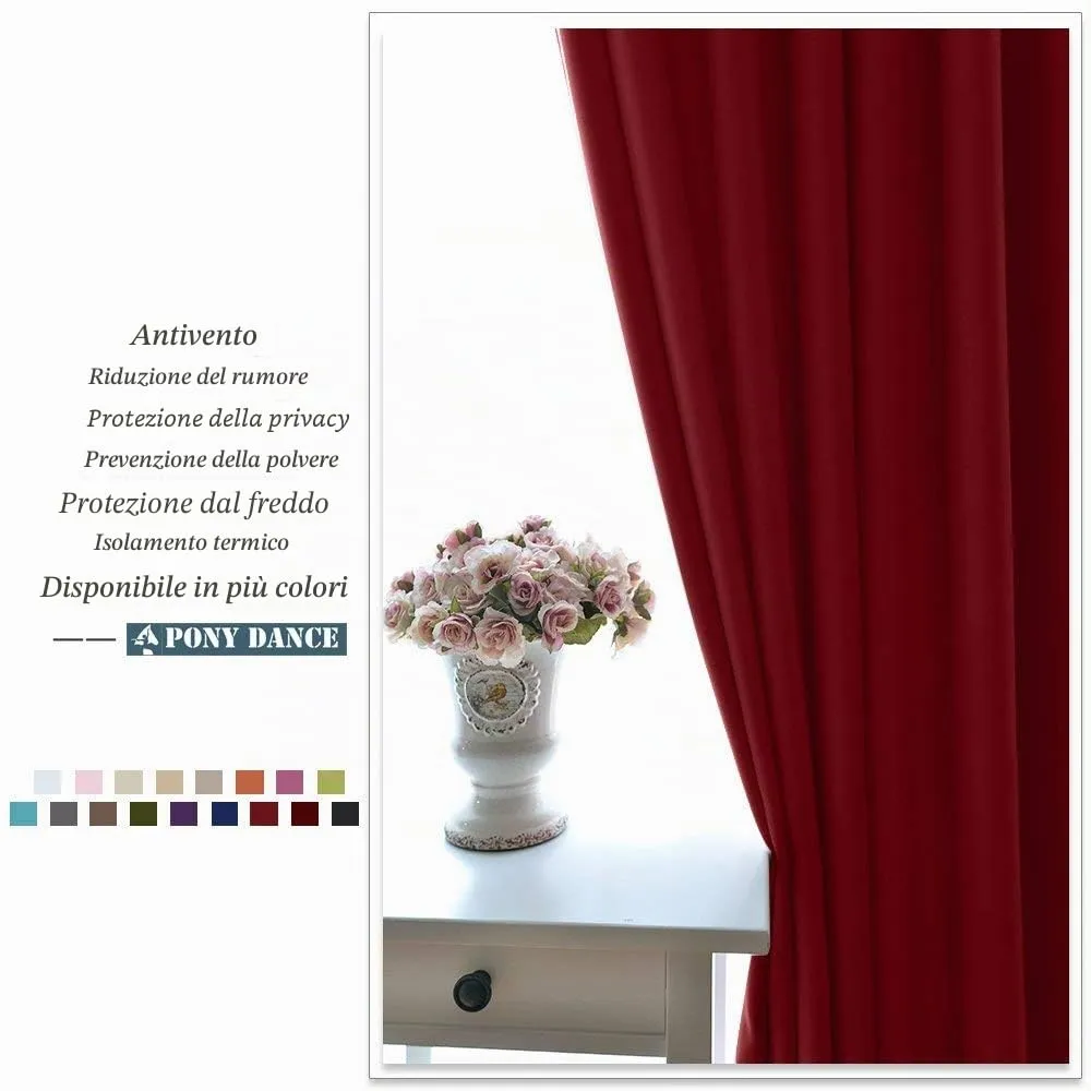 PONY DANCE Tenda Oscurante Termica Isolante 140 x 180 cm, Rosso - immagine 8