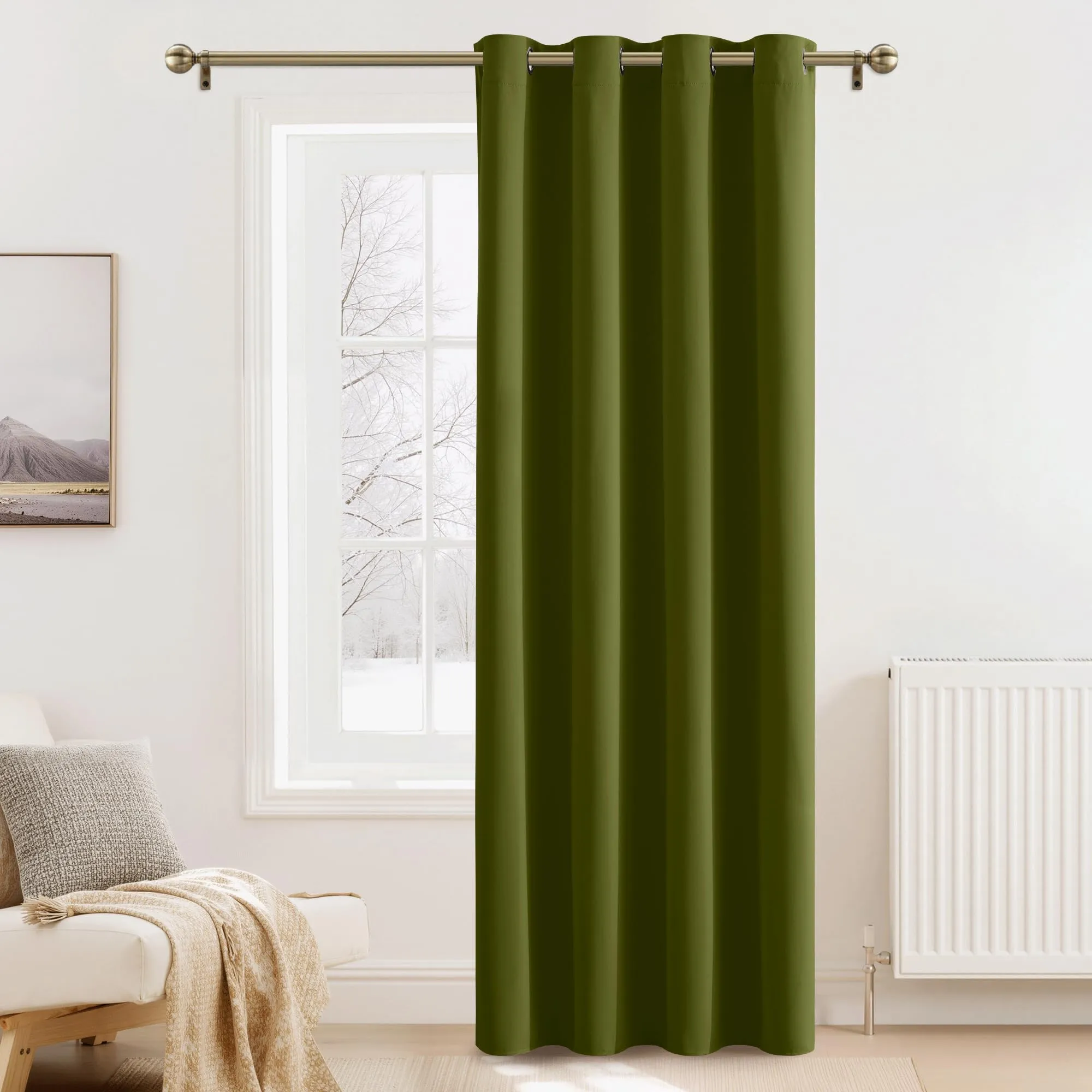 PONY DANCE Tenda Oscurante Termica Isolante da Interno Verde Oliva 140x240 cm - immagine 1