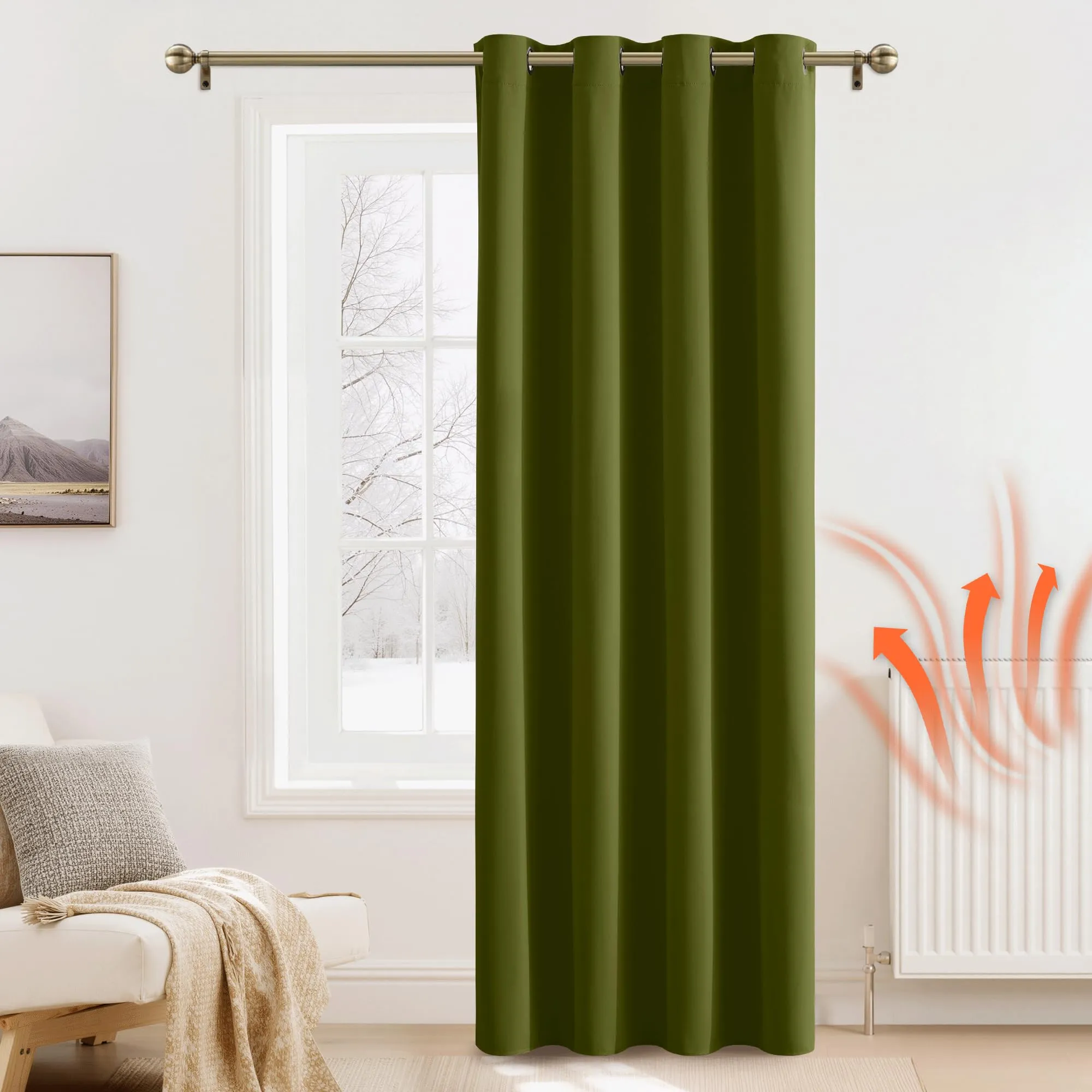 PONY DANCE Tenda Oscurante Termica Isolante da Interno Verde Oliva 140x240 cm - immagine 2