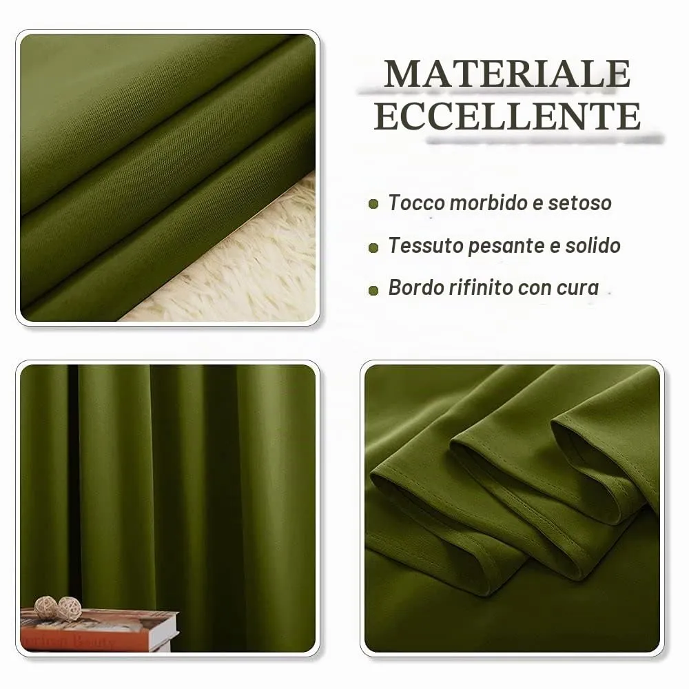 PONY DANCE Tenda Oscurante Termica Isolante da Interno Verde Oliva 140x240 cm - immagine 8