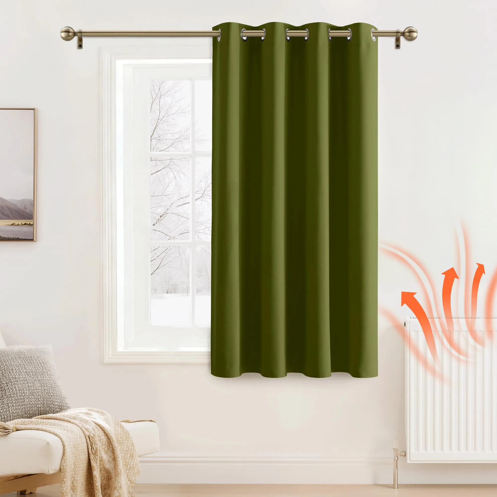 Pony Dance Tenda Oscurante Termica da Interno per Cameretta, 140x180 cm, Verde Oliva - immagine 2