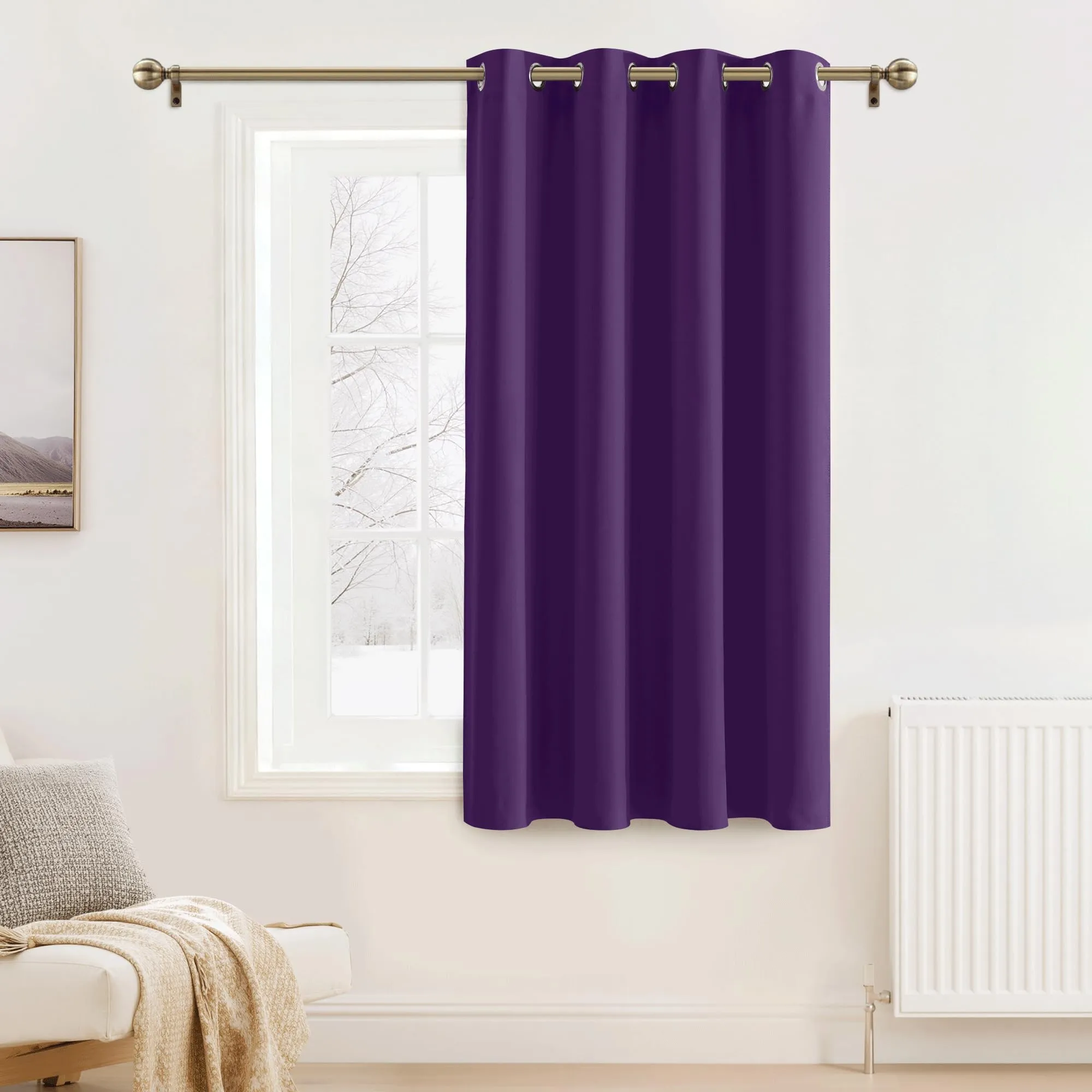 PONY DANCE Tende Camera da Letto Oscuranti Termiche Isolanti, Viola, 132 x 158 cm, 1 Pannello - immagine 1