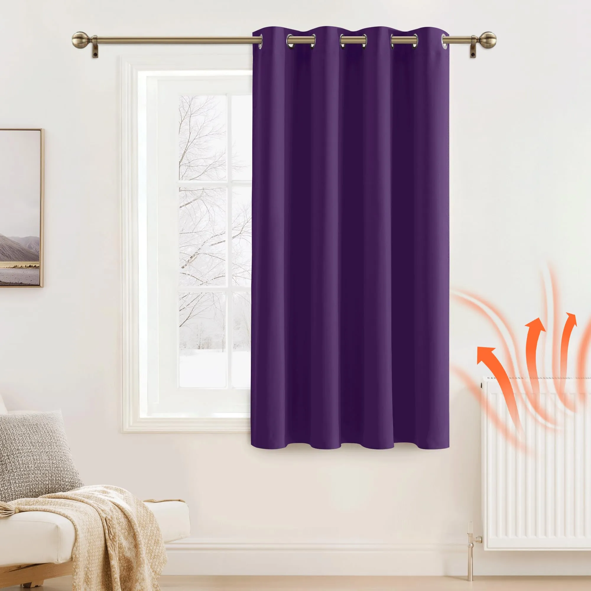 PONY DANCE Tende Camera da Letto Oscuranti Termiche Isolanti, Viola, 132 x 158 cm, 1 Pannello - immagine 2