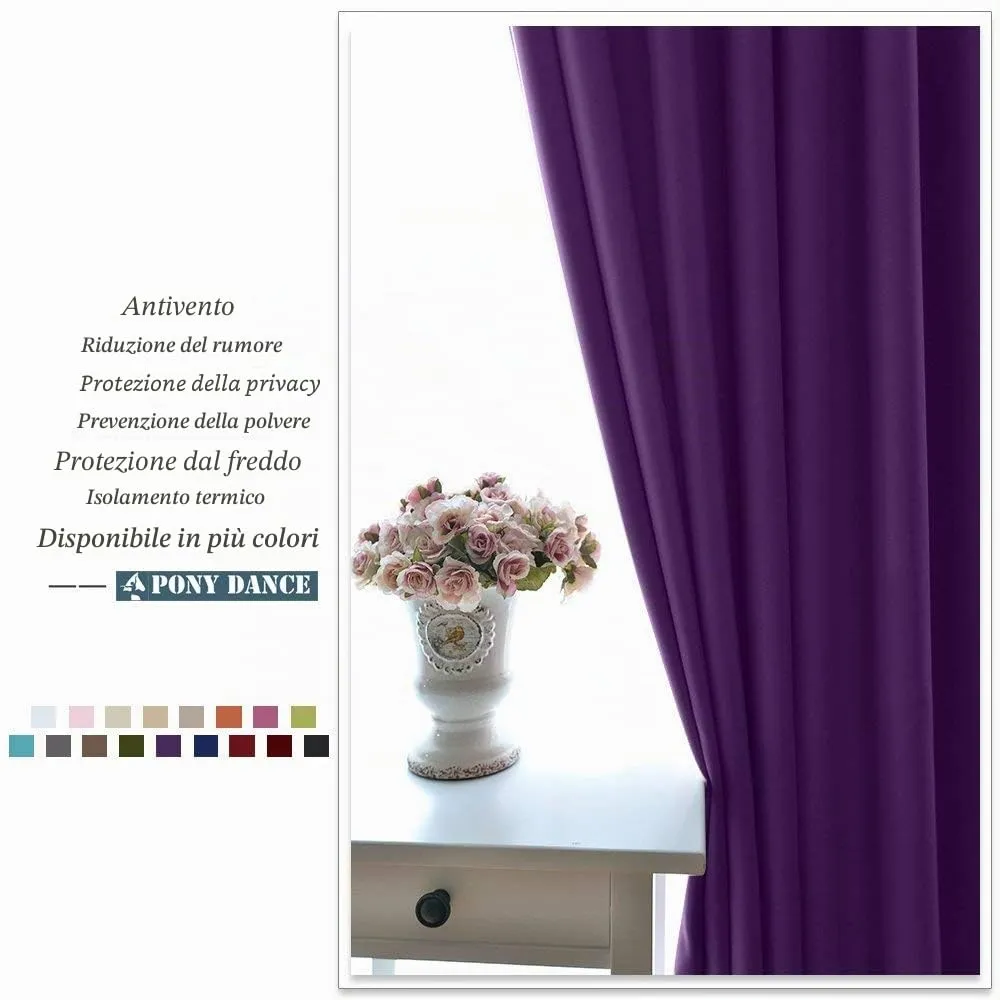 PONY DANCE Tende Camera da Letto Oscuranti Termiche Isolanti, Viola, 132 x 158 cm, 1 Pannello - immagine 8