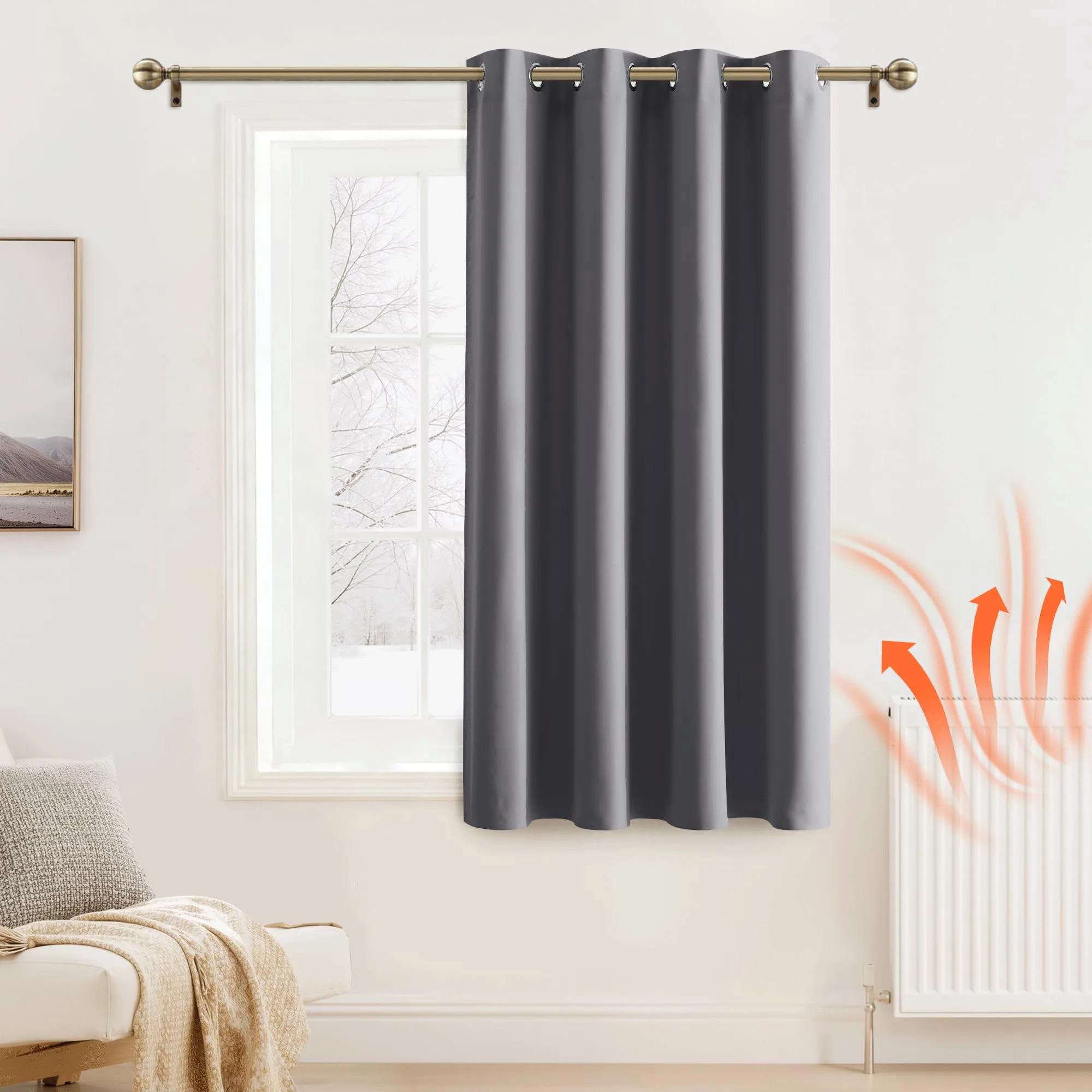 PONY DANCE Tenda Oscurante Grigia con Occhielli, 132 x 137 cm - immagine 2
