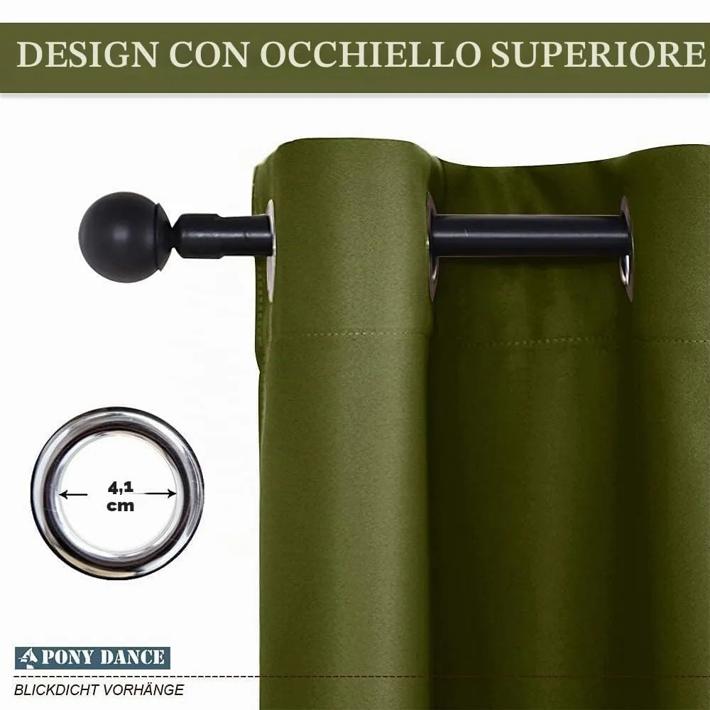 PONY DANCE Tenda Oscurante Termica per Porta, 132L x 210A cm, Verde Oliva - immagine 6