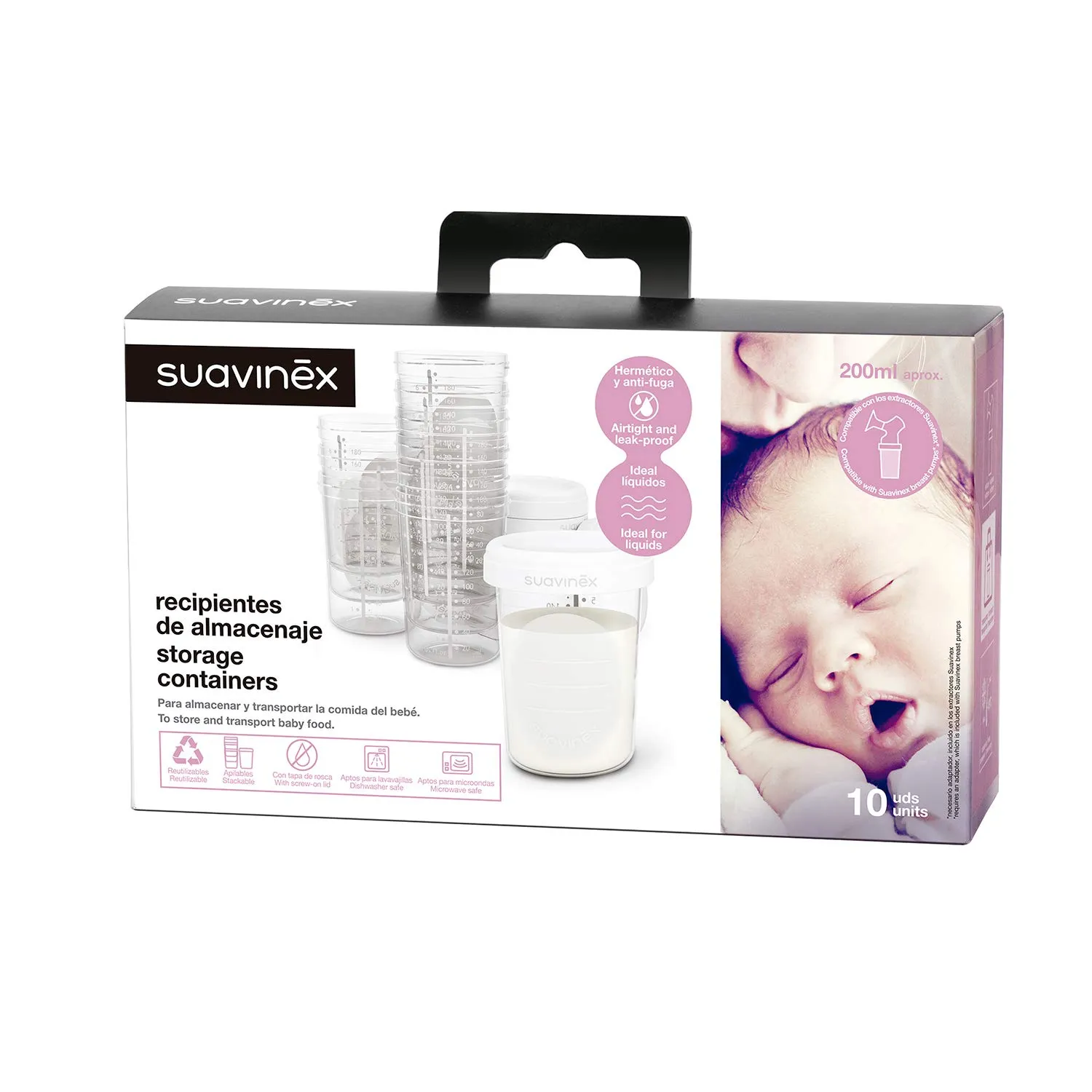 Suavinex Vasetti Latte Materno con Tappo Ermetico, 10 Unità - immagine 5