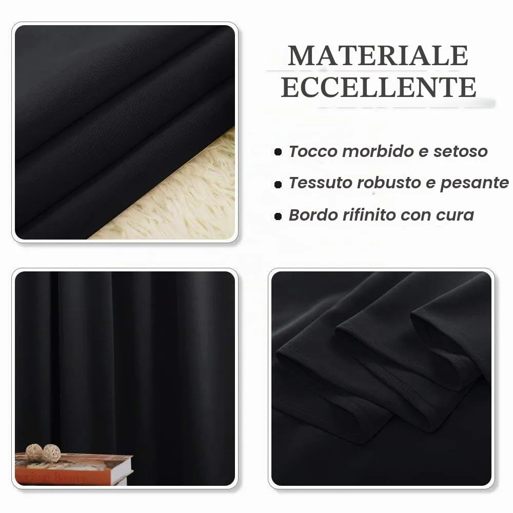 PONY DANCE Tenda Oscurante Termica da Interno per Camera da Letto, Nero, 140 x 180 cm, 1 Pannello - immagine 7