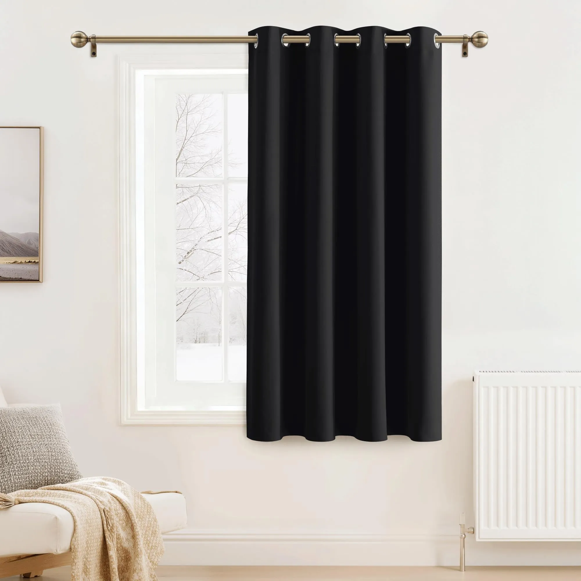 PONY DANCE Tenda Corta Oscurante Termica Isolante per Interni, Nero, 132L x 137A cm (1 Pannello) - immagine 1